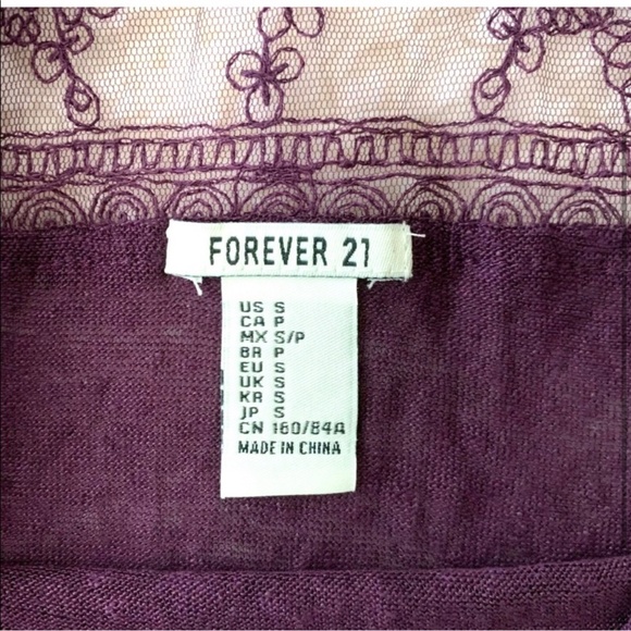 Forever 21 S Purple Lace 3/4 Sleeve Crop Top - Picture 5 of 5